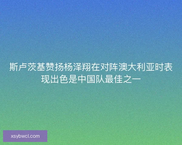 斯卢茨基赞扬杨泽翔在对阵澳大利亚时表现出色是中国队最佳之一